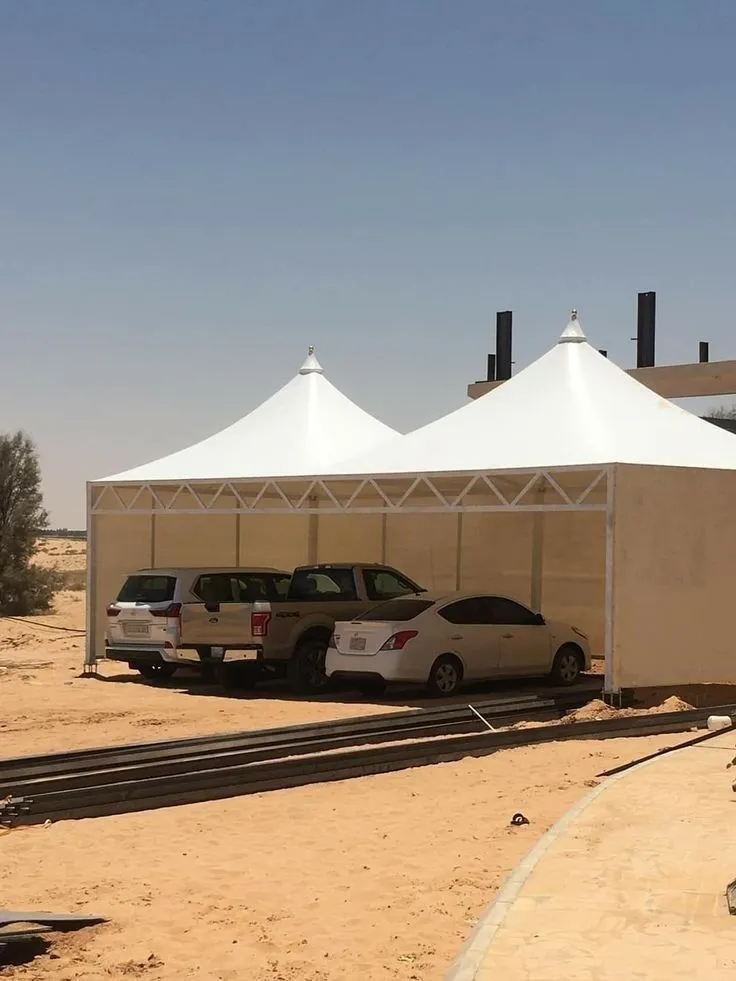 مظلات سيارات مخروطية حي الغروب